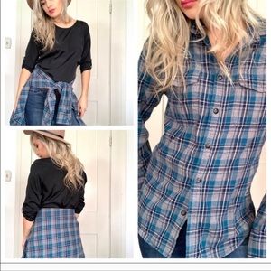 Vintage Awesome Fit Blue Plaid Flannel shirt button down